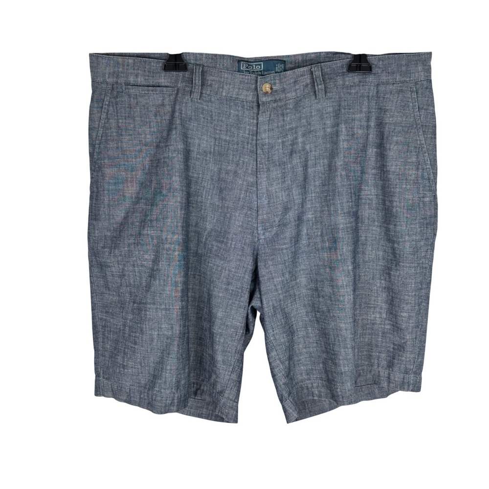 Polo Ralph Lauren Prospect Shorts Mens 38 Blue Chambray 100% Cotton Flat Front